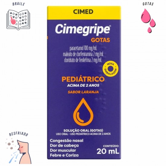 Cimegripe gotas sabor laranja 20mlsem açúcar Cimed